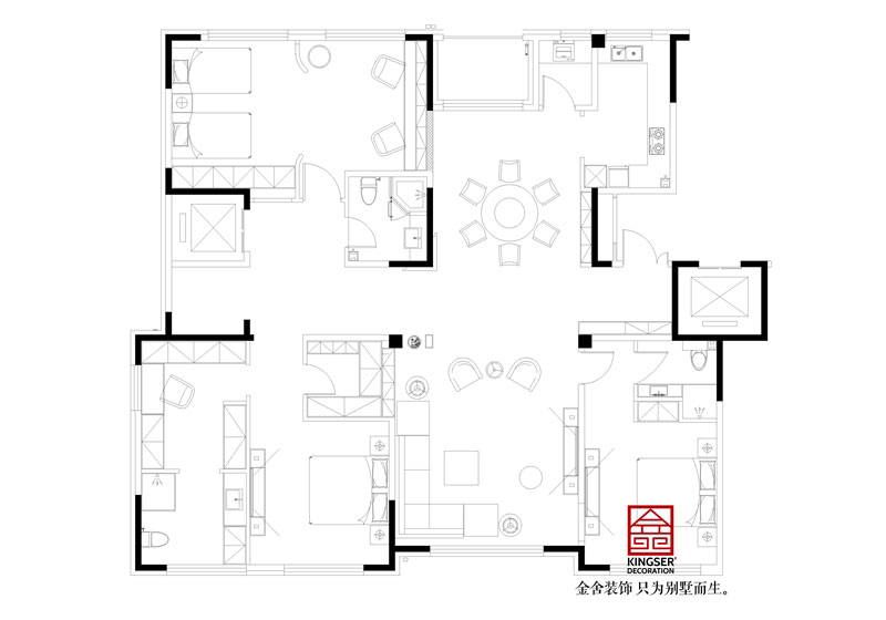 綠城桃花源309平米戶型一層平面布置圖