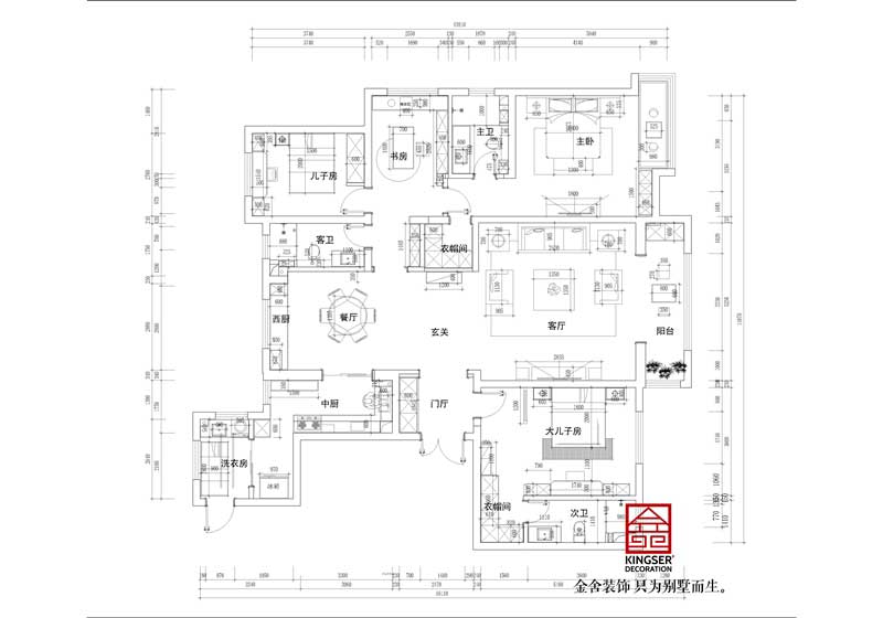  榮盛華府躍層裝修215平米改造說明-平面布置圖